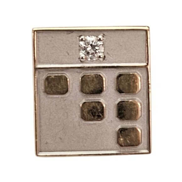 10K White Yellow Gold Block Print Service Pin C585